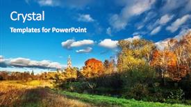  Presentation with country fall - Presentation theme featuring christian fall - autumnal field with country church background and a teal colored foreground