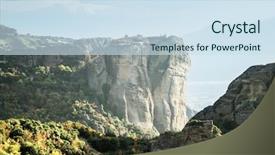  Presentation with christian - Colorful theme enhanced with christian fall - meteora monasteries in greece backdrop and a sky blue colored foreground