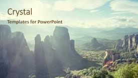  Presentation with christian - Audience pleasing presentation theme consisting of christian fall - meteora monasteries in greece backdrop and a cream colored foreground