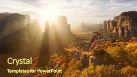  Presentation with christian - Presentation design having christian fall - meteora rocks and monastery background and a tawny brown colored foreground