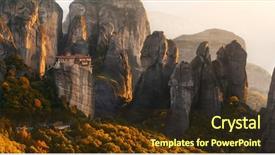  Presentation with rocks - Cool new PPT layouts with christian fall - meteora rocks and monastery backdrop and a tawny brown colored foreground