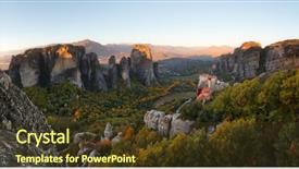  Presentation with christian - PPT layouts with christian fall - panoramic view of meteora rocks background and a tawny brown colored foreground