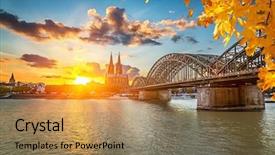  Presentation with cologne - PPT theme consisting of christian fall - view on cologne at sunset background and a coral colored foreground