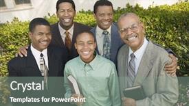  Presentation with christian family - Presentation theme featuring christian family - group of male churchgoers portrait background and a gray colored foreground