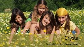  Presentation with christian family - Presentation featuring christian family - happy group of kids background and a gold colored foreground