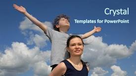  Presentation with christian family - Presentation theme featuring christian family - mum and son background and a ocean colored foreground