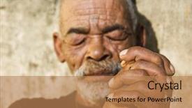  Presentation with christian - Theme having christian family - senior african man with folded background and a coral colored foreground