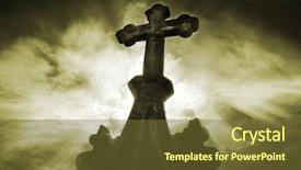  Presentation with crucifix - Theme consisting of christian father - old cemetery crucifix background and a tawny brown colored foreground