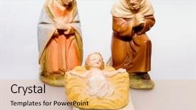  Presentation with jesus manger - Slides enhanced with christian finance - commercialism vs christmas mary background and a yellow colored foreground