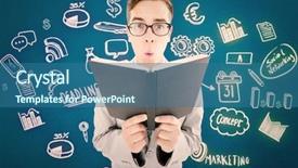  Presentation with reading bible - Colorful presentation design enhanced with christian finance - geeky preacher reading from black backdrop and a ocean colored foreground