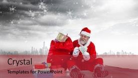 Presentation with santa - Slide deck featuring christian finance - happy santa claus with currency background and a red colored foreground