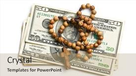  Presentation with rosary - Beautiful slide deck featuring christian finance - rosary with american dollars backdrop and a  colored foreground