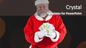  Presentation with euro - PPT theme with christian finance - santa claus holding euro notes background and a dark gray colored foreground