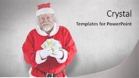  Presentation with swim against the current - PPT theme enhanced with christian finance - santa claus showing currency notes background and a light gray colored foreground