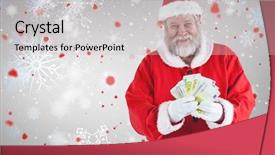  Presentation with santa - Cool new theme with christian finance - santa claus showing currency notes backdrop and a light gray colored foreground