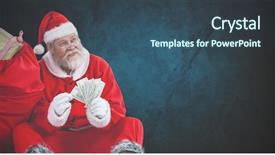  Presentation with sexy santa claus young muscular - Amazing PPT theme having christian finance - santa claus sitting by sack backdrop and a ocean colored foreground