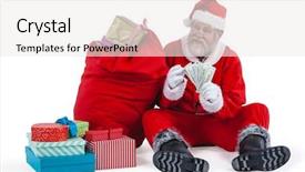 Presentation with next - Beautiful slide deck featuring christian finance - santa claus sitting next backdrop and a white colored foreground
