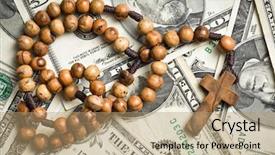  Presentation with rosary - Beautiful theme featuring christian finance - top view of rosary beads backdrop and a coral colored foreground