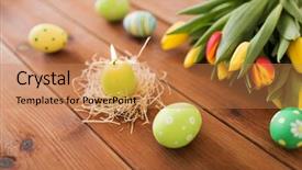  Presentation with christian easter - PPT theme having christian fire - easter holidays tradition and object background and a coral colored foreground