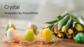  Presentation with holidays - PPT theme with christian fire - easter holidays tradition and object background and a light gray colored foreground