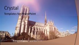  Presentation with notre dame paris france - Beautiful slide set featuring christian fire - notre dame de paris cathedral backdrop and a teal colored foreground