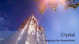  Presentation with notre dame paris france - Slide deck enhanced with christian fire - notre dame de paris cathedral background and a light blue colored foreground