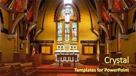  Presentation with english - PPT theme with christian flag - chapel interior - early english background and a tawny brown colored foreground