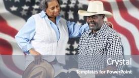  Presentation with stars stripes - Amazing slides having christian flag - mature african american cowboy couple backdrop and a gray colored foreground