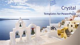  Presentation with santorini - PPT layouts enhanced with christian flag - oia view at santorini greece background and a  colored foreground
