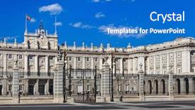  Presentation with royal - Beautiful slides featuring christian flag - royal palace at madrid spain backdrop and a cobalt blue colored foreground