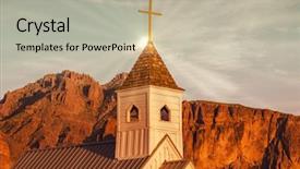  Presentation with traditional wood - Cool new presentation theme with christian flag - sun rays bisecting church steeple backdrop and a mint green colored foreground