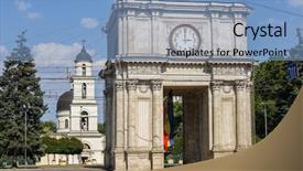  Presentation with christian - PPT layouts enhanced with christian flag - triumphal arch in chisinau moldova background and a light blue colored foreground