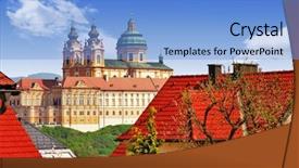  Presentation with christian - Colorful presentation design enhanced with christian gate - benedictine abbey in melk austria backdrop and a light blue colored foreground