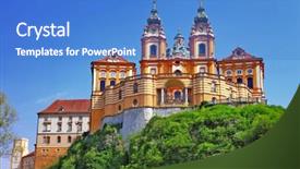  Presentation with christian - Audience pleasing slide deck consisting of christian gate - benedictine abbey in melk austria backdrop and a teal colored foreground