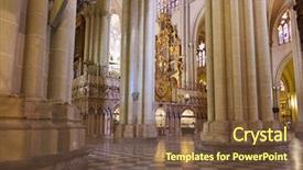  Presentation with mama mary - Colorful PPT theme enhanced with christian gate - interior of saint mary cathedral backdrop and a tawny brown colored foreground