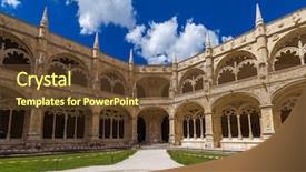  Presentation with airport lisbon - Audience pleasing presentation design consisting of christian gate - jeronimos monastery - lisbon portugal backdrop and a tawny brown colored foreground