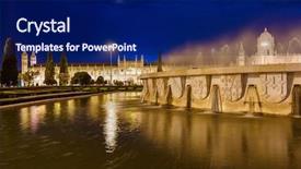  Presentation with monastery - Slide set consisting of christian gate - jeronimos monastery - lisbon portugal background and a navy blue colored foreground