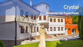  Presentation with medieval philosophy - Cool new theme with christian gate - medieval monastery dobrun in bosnia backdrop and a teal colored foreground