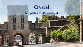  Presentation with christian - Slides having christian gate - street in york uk background and a light blue colored foreground