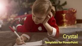  Presentation with christmas tree - Audience pleasing PPT theme consisting of christian giving - boy writing next backdrop and a tawny brown colored foreground