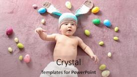  Presentation with christian easter - Beautiful presentation theme featuring christian growth - cute baby in bunny hat backdrop and a coral colored foreground