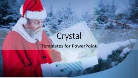  Presentation with an open gift box - PPT theme featuring christian growth - santa claus looking at open background and a light blue colored foreground
