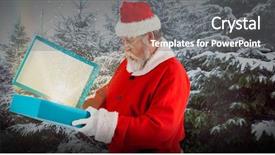  Presentation with an open gift box - Presentation design having christian growth - santa claus opening gift box background and a gray colored foreground