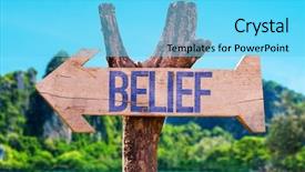 Presentation with integrity - Audience pleasing PPT layouts consisting of christian integrity - belief arrow with beach background backdrop and a light blue colored foreground