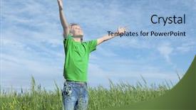  Presentation with cub boy scout oath scouts - Slide set with christian kids - boy praising the skies background and a light blue colored foreground