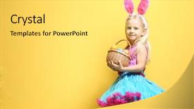  Presentation with color full - Colorful slide set enhanced with christian kids - cute little girl with bunny backdrop and a yellow colored foreground