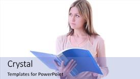  Presentation with christian - Presentation featuring christian leadership - woman with blue folder background and a light blue colored foreground