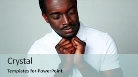  Presentation with closed - Beautiful PPT theme featuring christian men - african man praying with his backdrop and a lemonade colored foreground