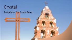  Presentation with mission - Slide deck having christian missions - closeup of old rusty cross background and a light blue colored foreground