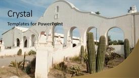  Presentation with arches - Presentation having christian missions - mission san xavier del bac background and a light blue colored foreground